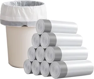 Drawstring 4 Gallon Trash Bags, Individual Trash Bags, Unscented Small Garbage Bags 4 Gallon, Thickened Separated Trash Can Liners for Bathroom Restroom Office Kitchen, 100 Count (White)
