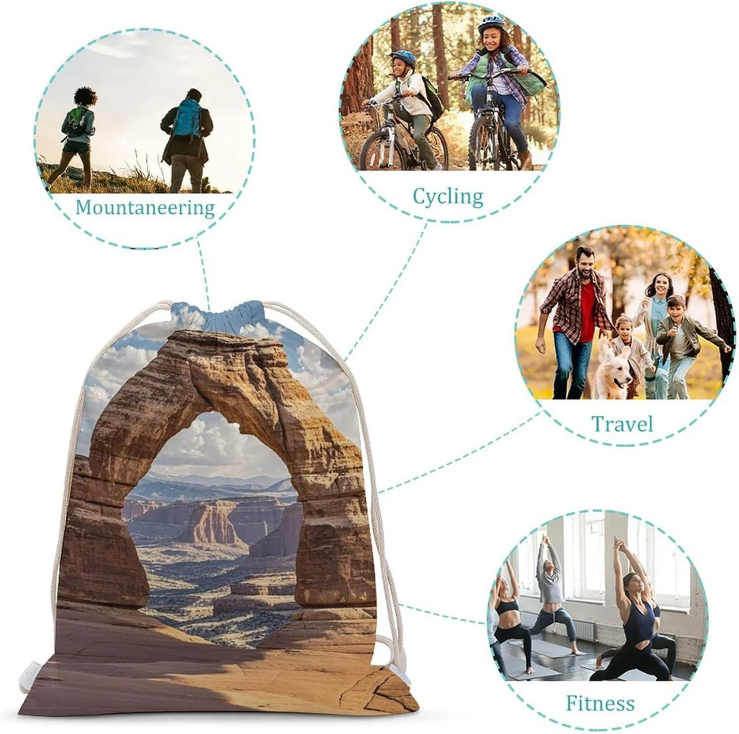 Drawstring Backpack Arches National Park String Bag Sackpack Foldable Backpack Sports Gym Bag for Shopping Yoga