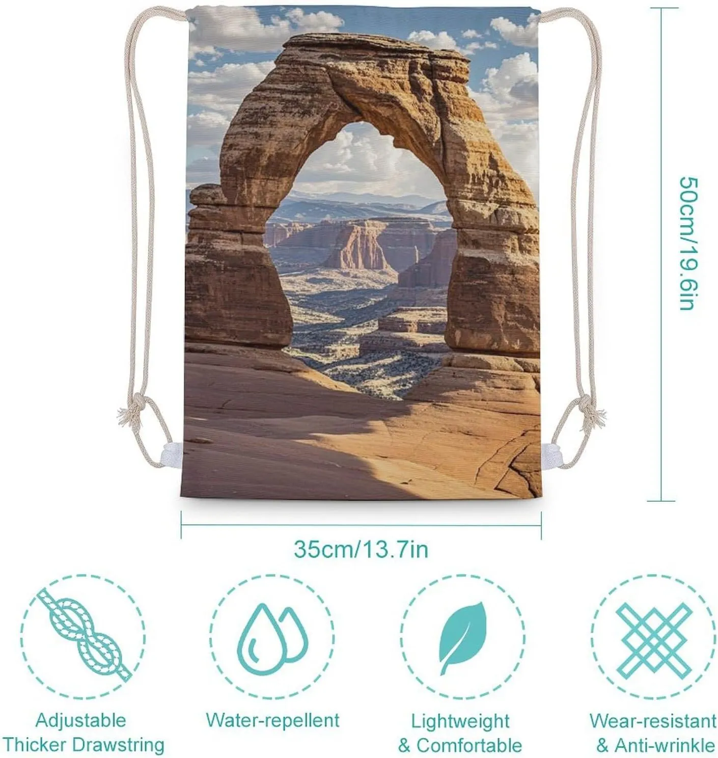 Drawstring Backpack Arches National Park String Bag Sackpack Foldable Backpack Sports Gym Bag for Shopping Yoga