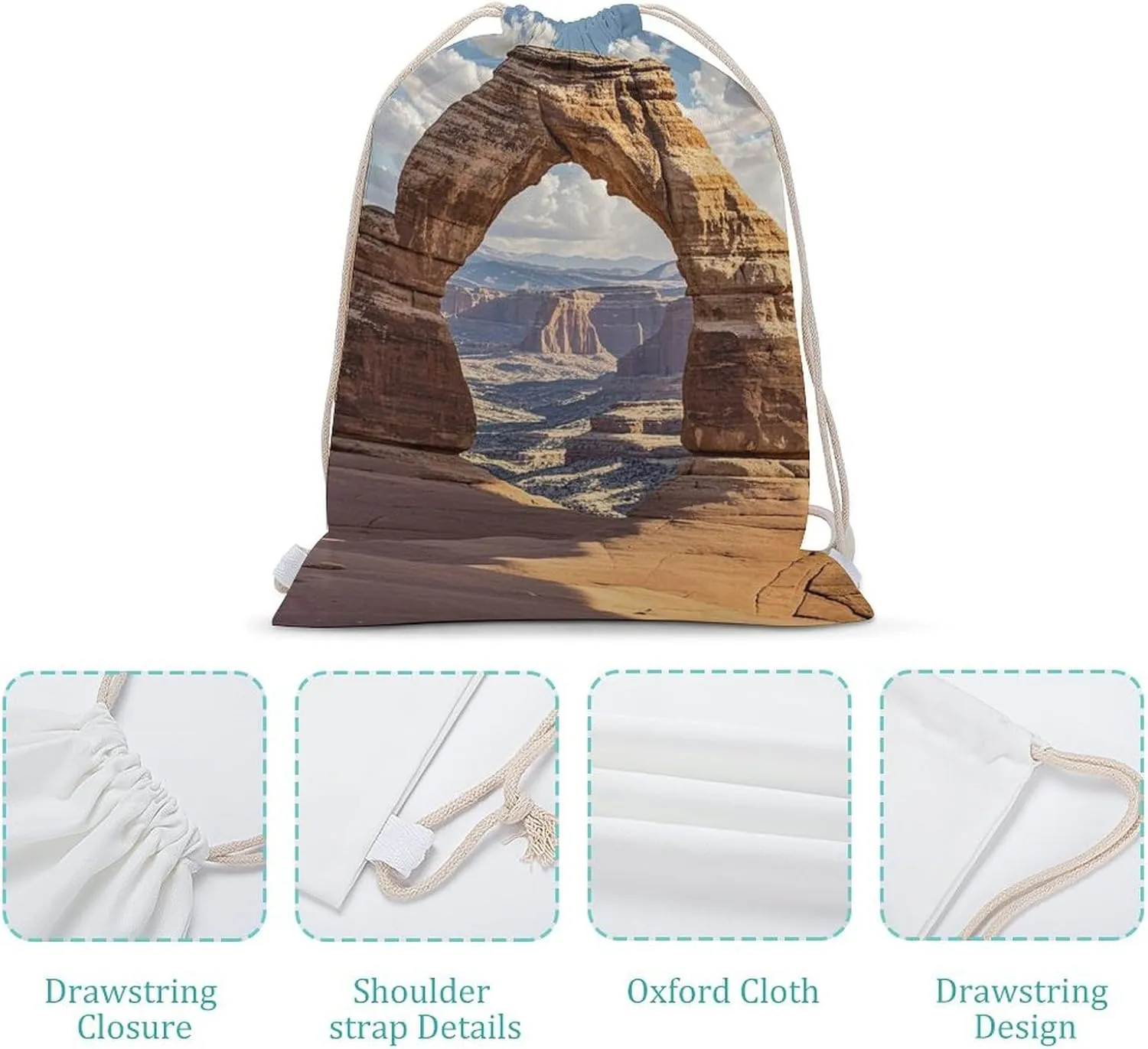 Drawstring Backpack Arches National Park String Bag Sackpack Foldable Backpack Sports Gym Bag for Shopping Yoga