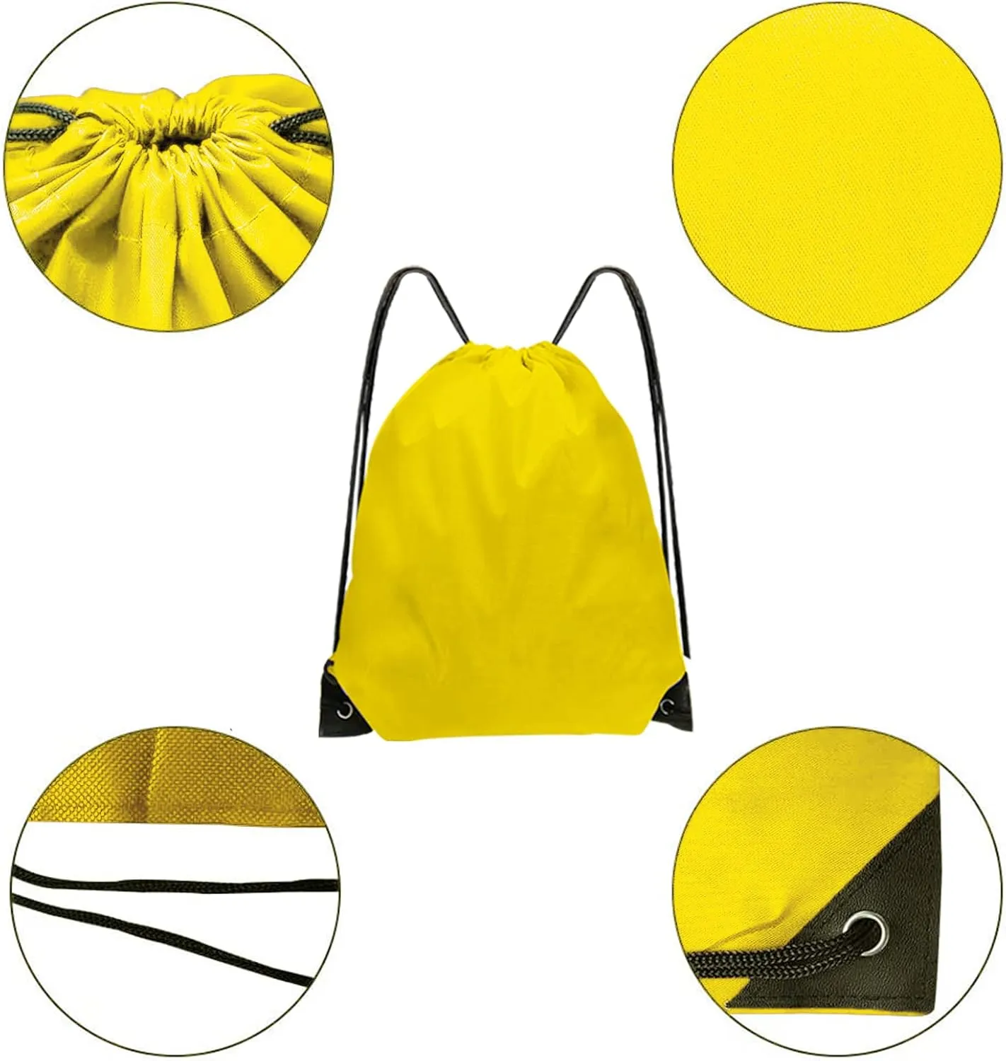 Drawstring Backpack Bulk 42 Pcs String Backpack Drawstring Bags Cinch Bag Sackpack for Men Women Gym (Yellow)