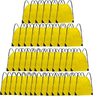 Drawstring Backpack Bulk 42 Pcs String Backpack Drawstring Bags Cinch Bag Sackpack for Men Women Gym (Yellow)
