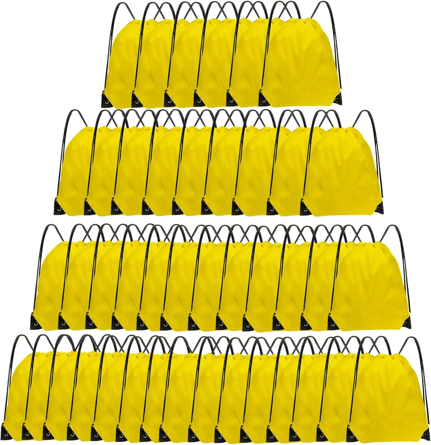 Drawstring Backpack Bulk 42 Pcs String Backpack Drawstring Bags Cinch Bag Sackpack for Men Women Gym (Yellow)