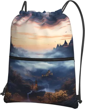 Drawstring Backpack Resistant Sackpack Fairy mist Sports Gym Bag String Bag for Women Men