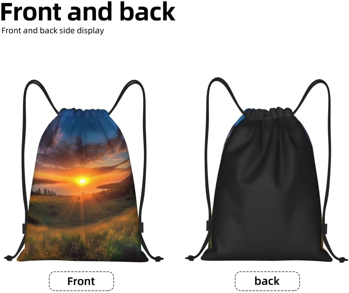 Drawstring Backpack Sports Gym Bag Beautiful Sunrise Drawstring Bags Foldable Backpack for Women Men
