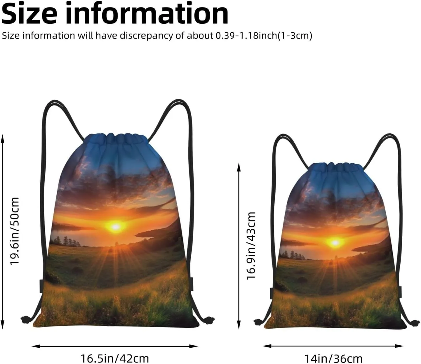 Drawstring Backpack Sports Gym Bag Beautiful Sunrise Drawstring Bags Foldable Backpack for Women Men