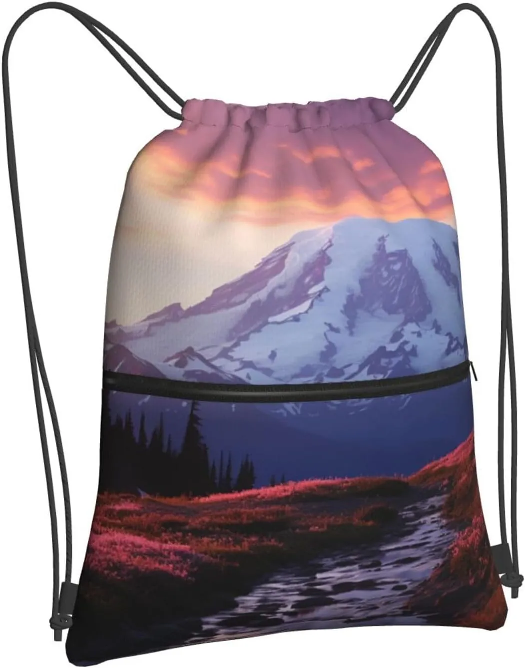Drawstring Bag Gym Sack Drawstring Backpack Sport Gym Sack Cinch Bag Park at Sunset Sport Bags for Travel, Park at Sunset, One Size