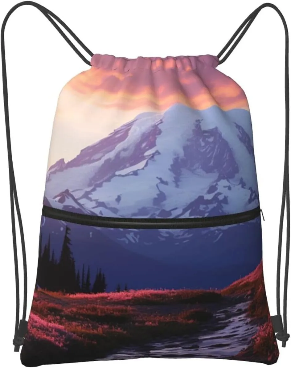 Drawstring Bag Gym Sack Drawstring Backpack Sport Gym Sack Cinch Bag Park at Sunset Sport Bags for Travel, Park at Sunset, One Size