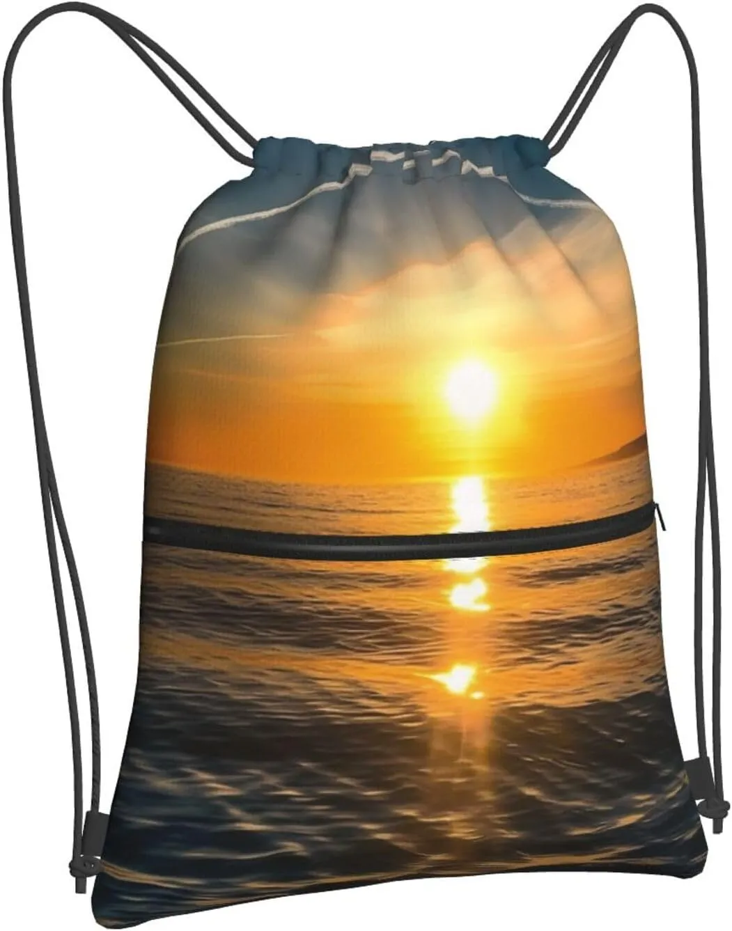 Drawstring Bag Gym Sack Drawstring Backpack Sport Gym Sack Cinch Bag Park at Sunset Sport Bags for Travel, Sunrise Horizon, One Size