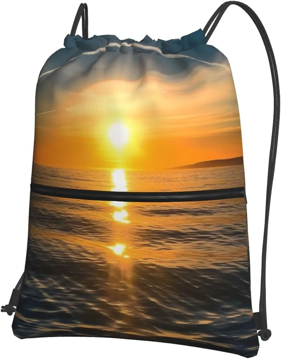 Drawstring Bag Gym Sack Drawstring Backpack Sport Gym Sack Cinch Bag Park at Sunset Sport Bags for Travel, Sunrise Horizon, One Size