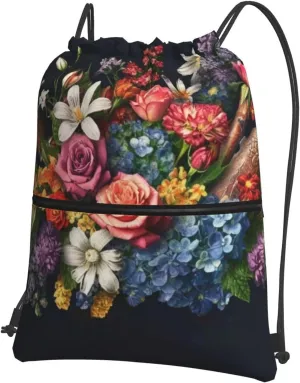 Drawstring Bag Gym Sack Drawstring Backpack Sport Gym Sack Cinch Bag White Orchid in The Pond Sport Bags for Travel, Thug Life Flowers, One Size