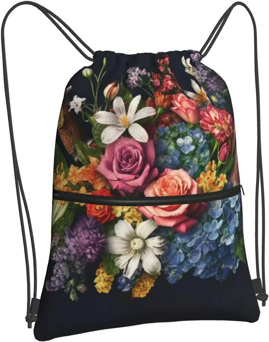 Drawstring Bag Gym Sack Drawstring Backpack Sport Gym Sack Cinch Bag White Orchid in The Pond Sport Bags for Travel, Thug Life Flowers, One Size