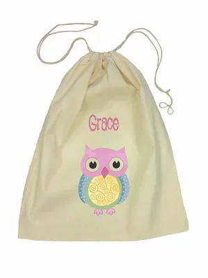 Drawstring Bag - Pink Owl
