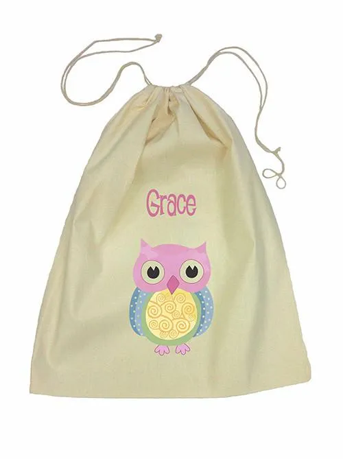 Drawstring Bag - Pink Owl