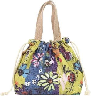 Drawstring Lunch Bag for Women and Men.,Large Capacity Womens Lunch Bag for Work, Thermal reusable Lunch Box with Handle for work, Office, Picnic, travel (cosmos)