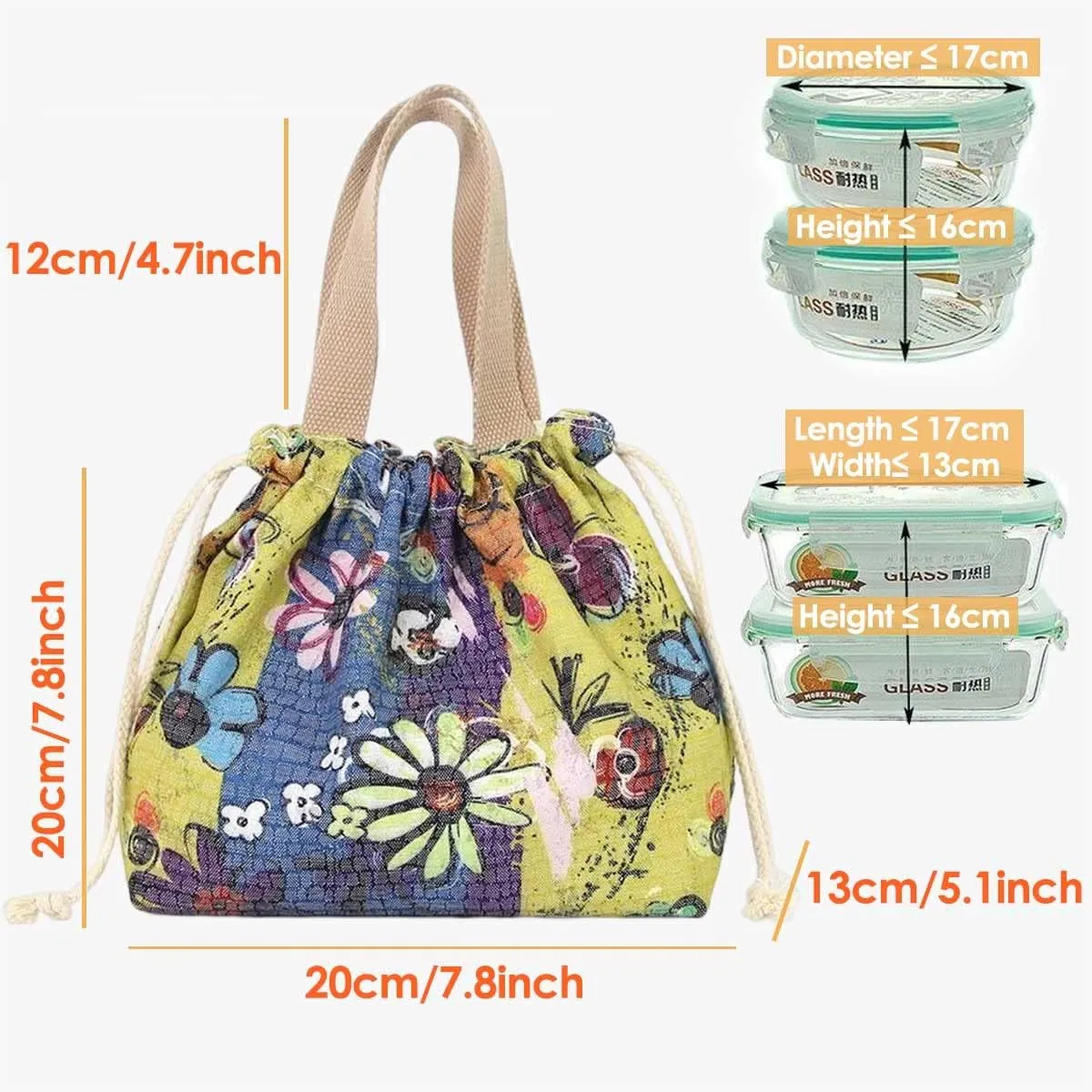 Drawstring Lunch Bag for Women and Men.,Large Capacity Womens Lunch Bag for Work, Thermal reusable Lunch Box with Handle for work, Office, Picnic, travel (cosmos)