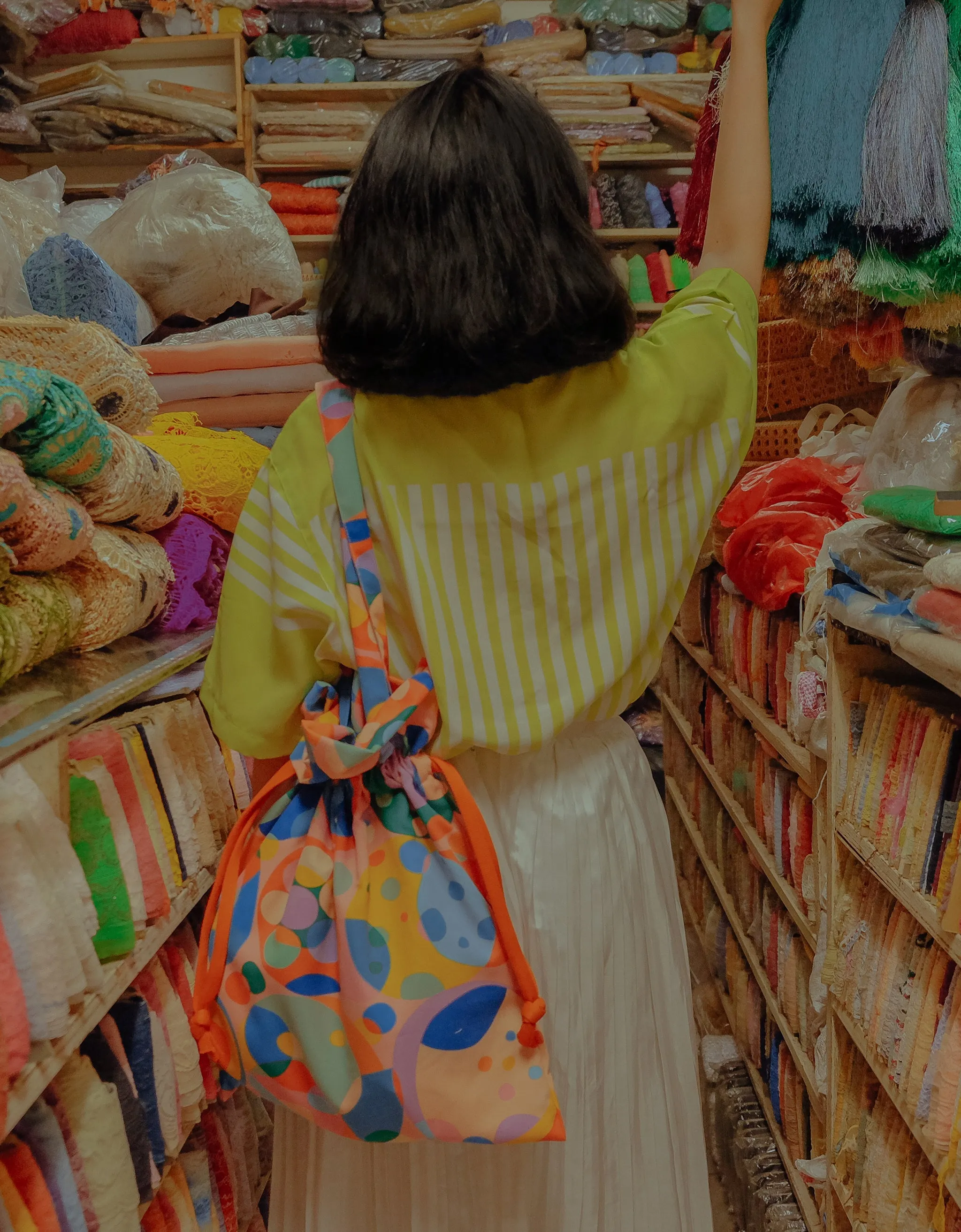 Drawstring Tote Bag - Circle Cells