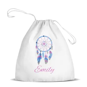 Dream Catcher White Drawstring Bag