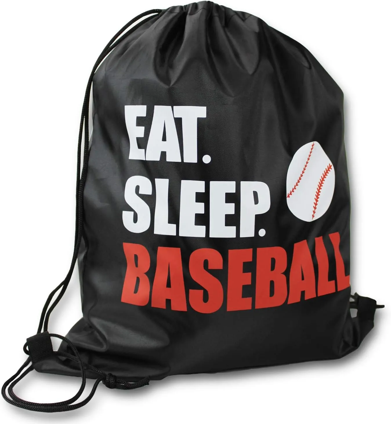 Eat Sleep Softball Drawstring Tote Bag Black Mom Coach Dad Players Beach Travel Gift (Baseball)