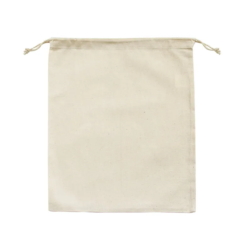 EC-06 Natural Calico Drawstring Bag (Large)