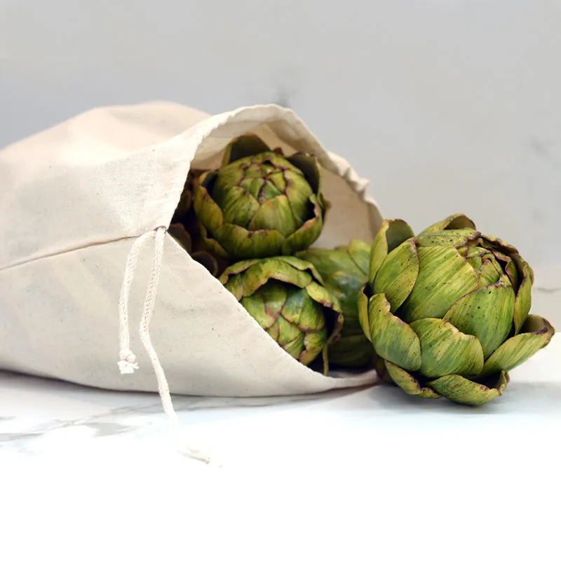 EC-06 Natural Calico Drawstring Bag (Large)