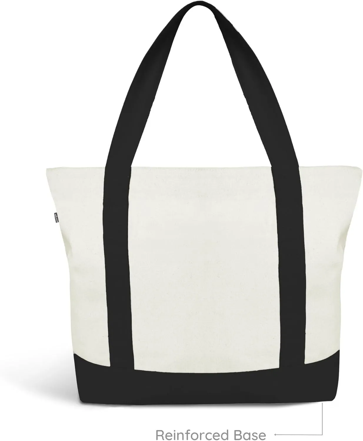 Ecoright Canvas Tote Bag for Women with Zip & Inner Pocket, 100% Organic Cotton Tote Bags for Men, Shopping, Beach