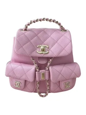 Effective communication Calfskin Shiny Superior Chanel Pink Backpack Grained