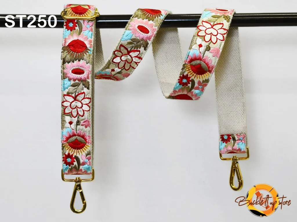 Embroidered Detachable Guitar Strap Crossbody Strap for Purses Bags Embroidery Replacement Messenger Strap Boho Tote Handbag Strap Gift Mom
