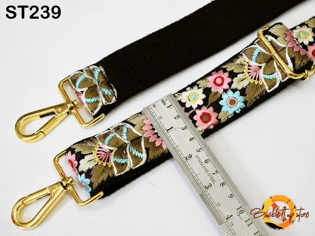 Embroidered Purse Strap Crossbody Strap for Purses Boho Bags Strap Embroidery Replacement Strap Boho Guitar Strap Handbag Strap gift for her