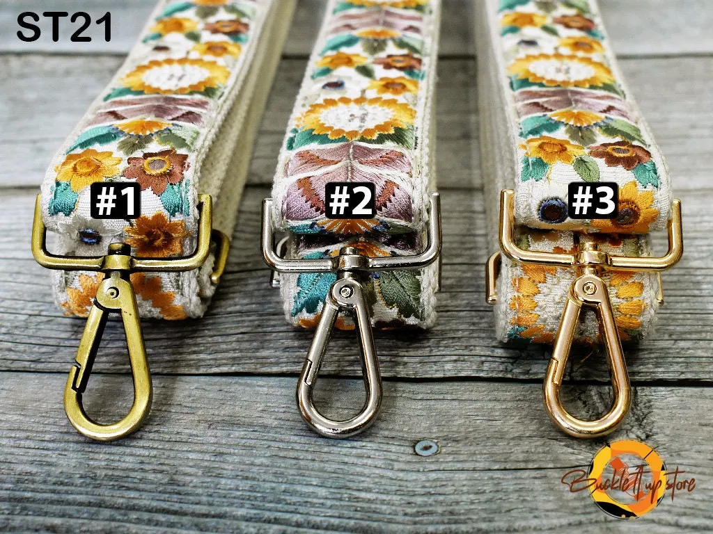 Embroidered Purse Strap Crossbody Strap for Purses Boho Bags Strap Embroidery Replacement Strap Boho Guitar Strap Handbag Strap gift for her