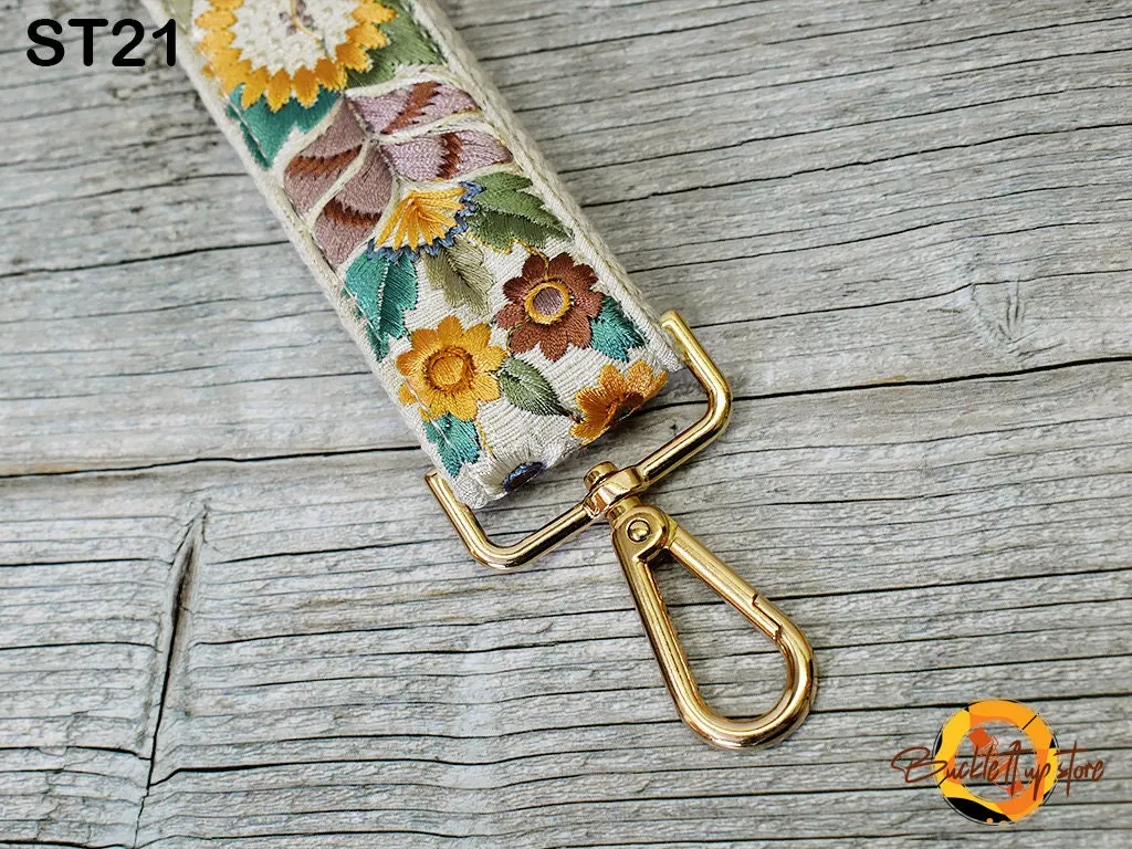 Embroidered Purse Strap Crossbody Strap for Purses Boho Bags Strap Embroidery Replacement Strap Boho Guitar Strap Handbag Strap gift for her