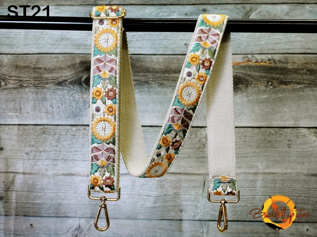 Embroidered Purse Strap Crossbody Strap for Purses Boho Bags Strap Embroidery Replacement Strap Boho Guitar Strap Handbag Strap gift for her