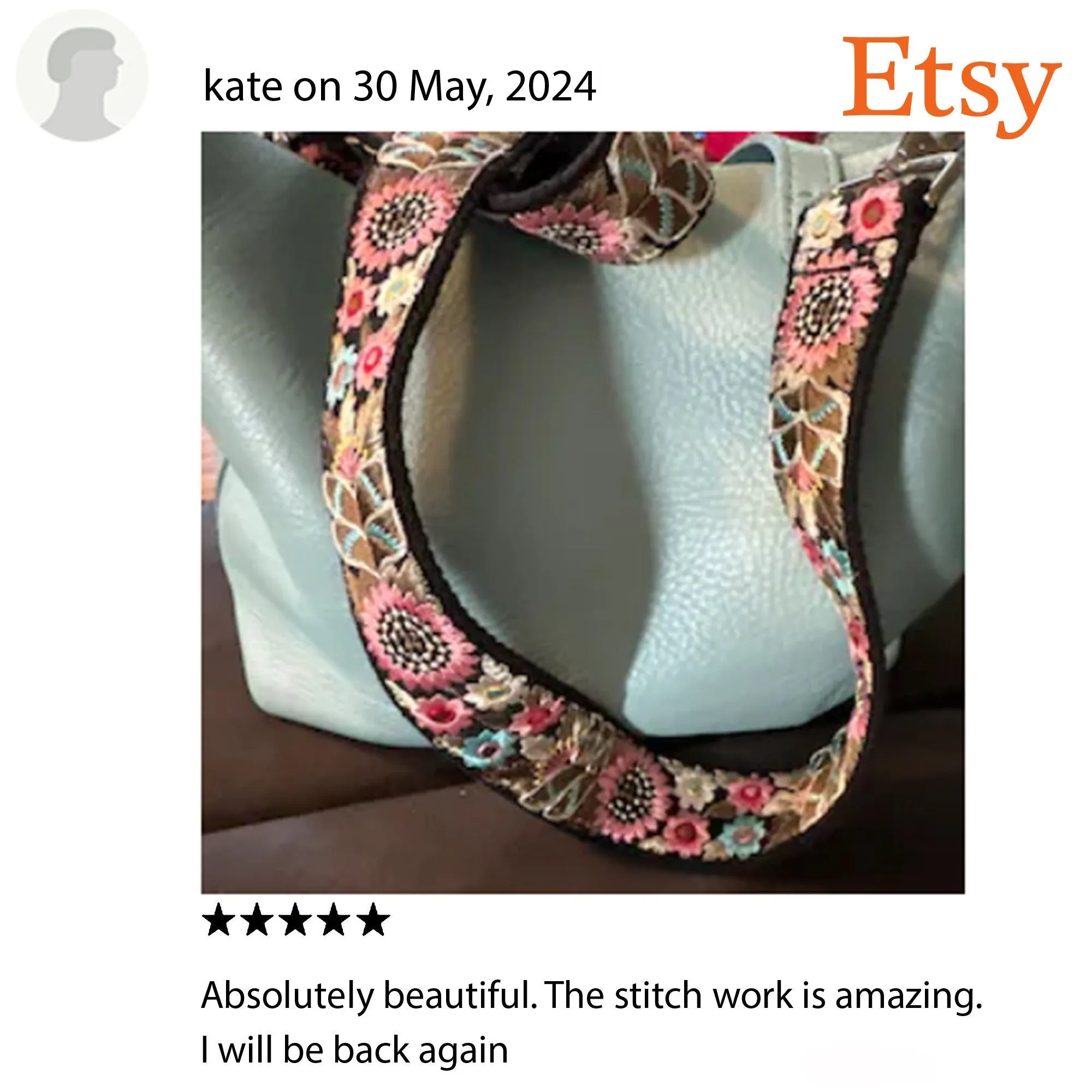 Embroidered Purse Strap Crossbody Strap for Purses Boho Bags Strap Embroidery Replacement Strap Boho Guitar Strap Handbag Strap gift for her