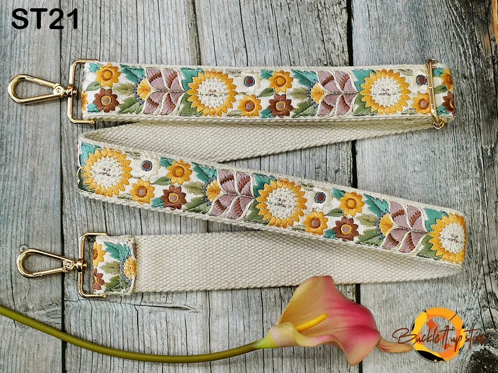 Embroidered Purse Strap Crossbody Strap for Purses Boho Bags Strap Embroidery Replacement Strap Boho Guitar Strap Handbag Strap gift for her