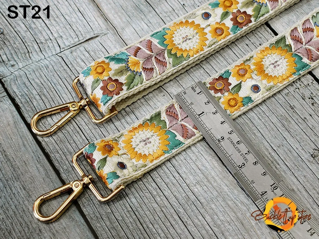 Embroidered Purse Strap Crossbody Strap for Purses Boho Bags Strap Embroidery Replacement Strap Boho Guitar Strap Handbag Strap gift for her
