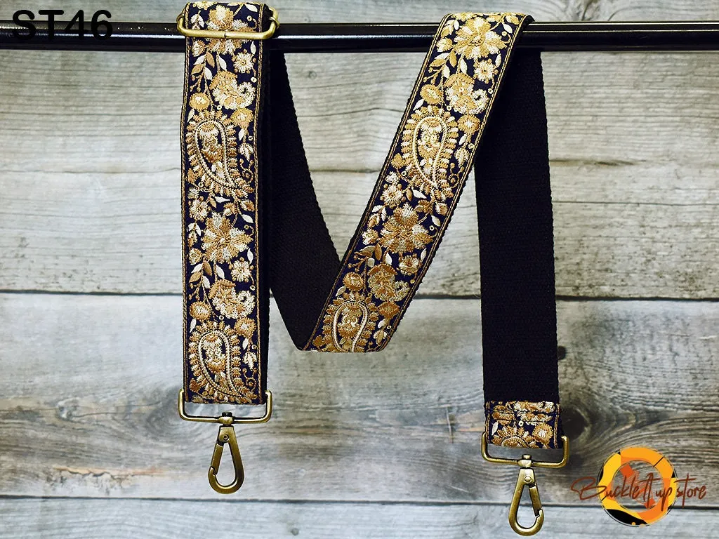 Embroidered Purse Strap Crossbody Strap for Purses Handbag Boho Bag Strap Floral Embroidery Replacement Strap Boho Guitar Strap Gift for her