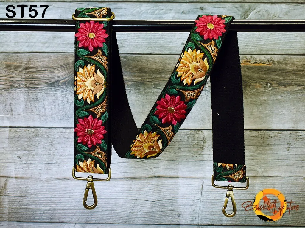 Embroidery Replacement Strap Purse Strap Crossbody Strap for Purses Embroidered Boho Bags Strap Boho Guitar Strap Handbag Strap gift for her