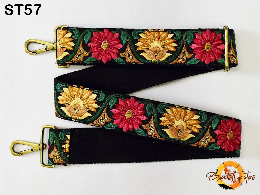 Embroidery Replacement Strap Purse Strap Crossbody Strap for Purses Embroidered Boho Bags Strap Boho Guitar Strap Handbag Strap gift for her