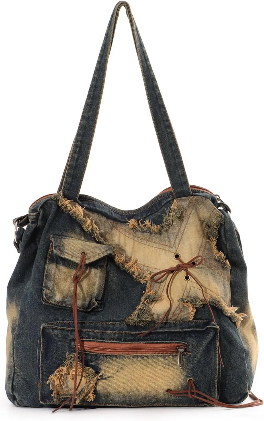 Emprier Denim Hobo Bags for Women - Retro Y2K Blue Jean Casual Purses and Handbags - Large Capacity Tote Bag