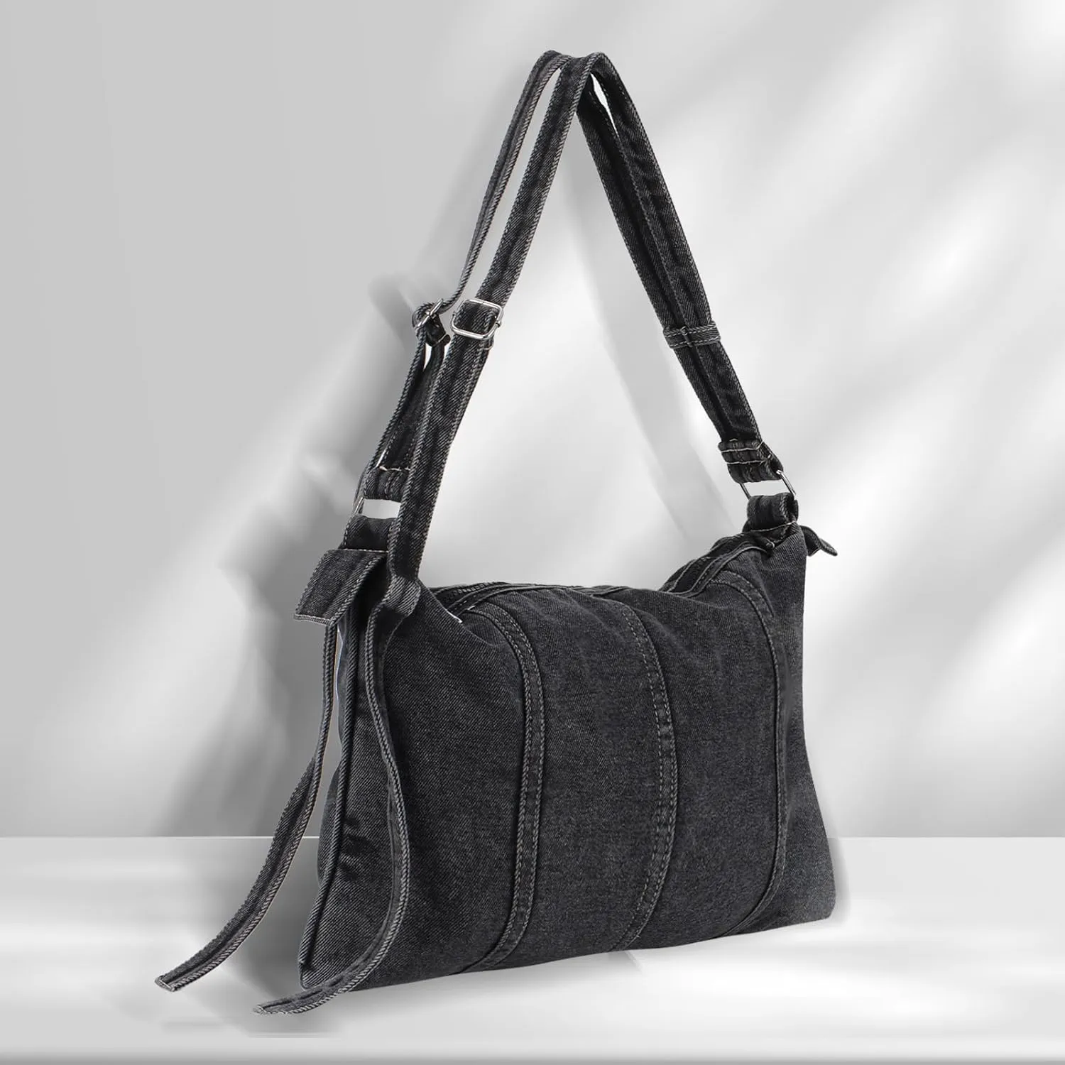 Emprier Soft Denim Handbag for Women Fashion Hobo Tote Bag Denim Purses Retro Crossbody Bag Large Capacity Tote Handbag
