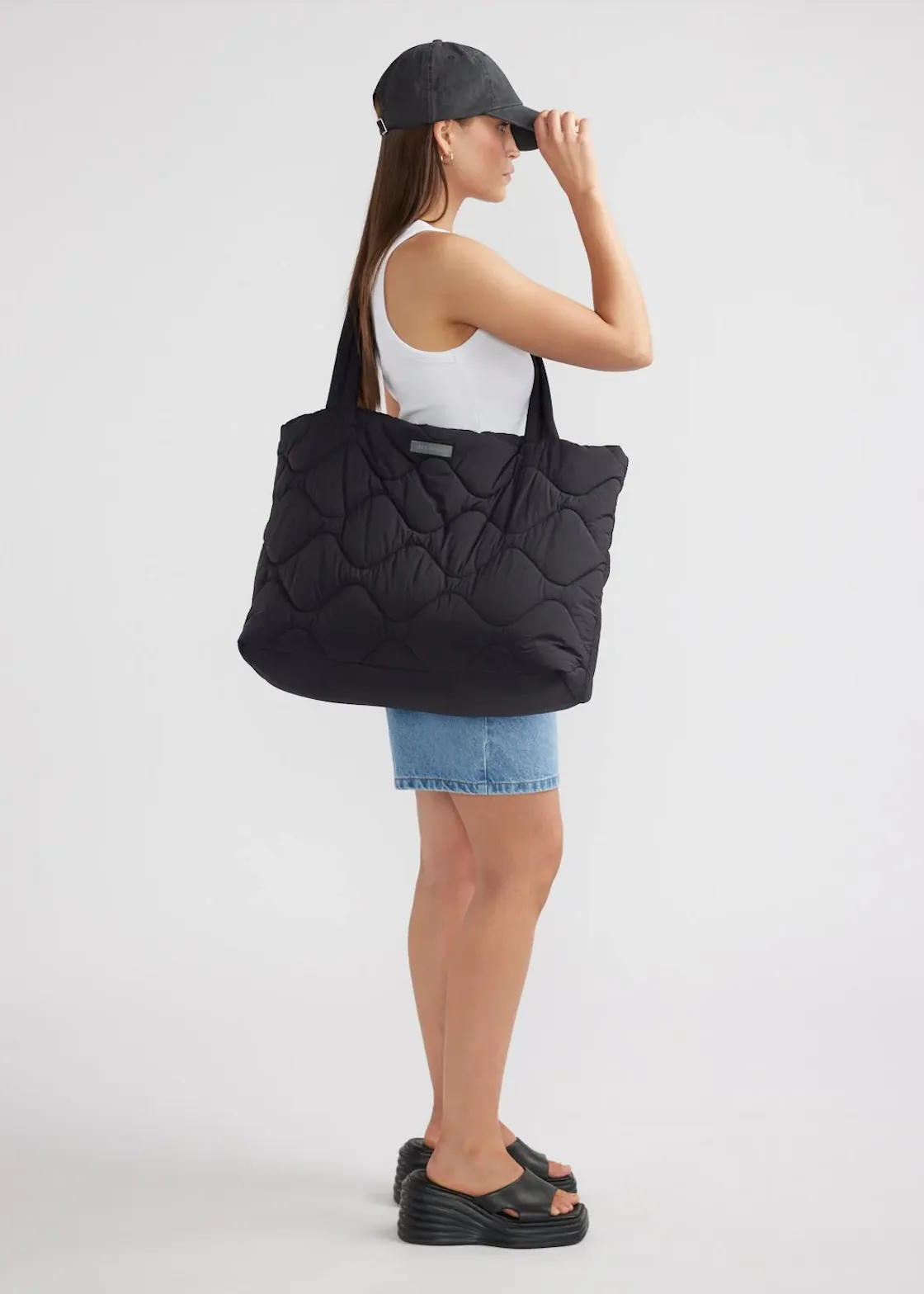 ENA PELLY Elodie Quilted Tote Bag - Black