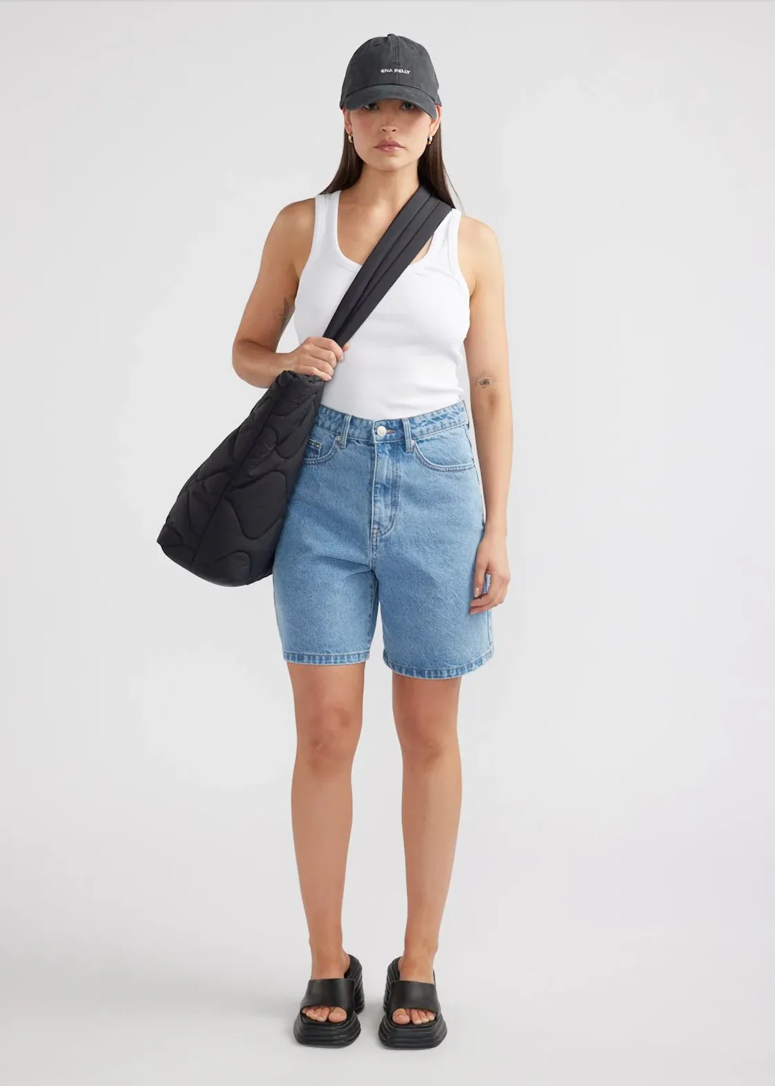 ENA PELLY Elodie Quilted Tote Bag - Black