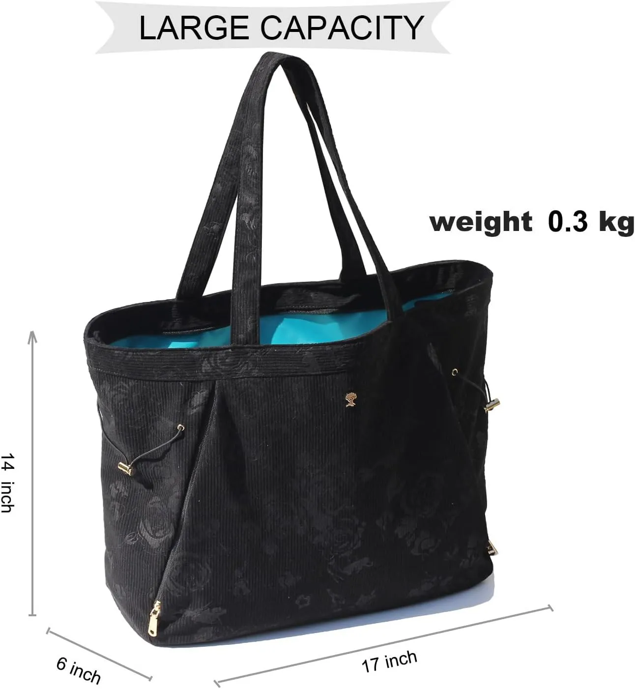 ESVAN Corduroy Yoga Tote Bag Gifts for Women Drawstring Yoga Mat Bag for Office Workout Travel Carryall Pilates Gym