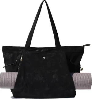 ESVAN Corduroy Yoga Tote Bag Gifts for Women Drawstring Yoga Mat Bag for Office Workout Travel Carryall Pilates Gym