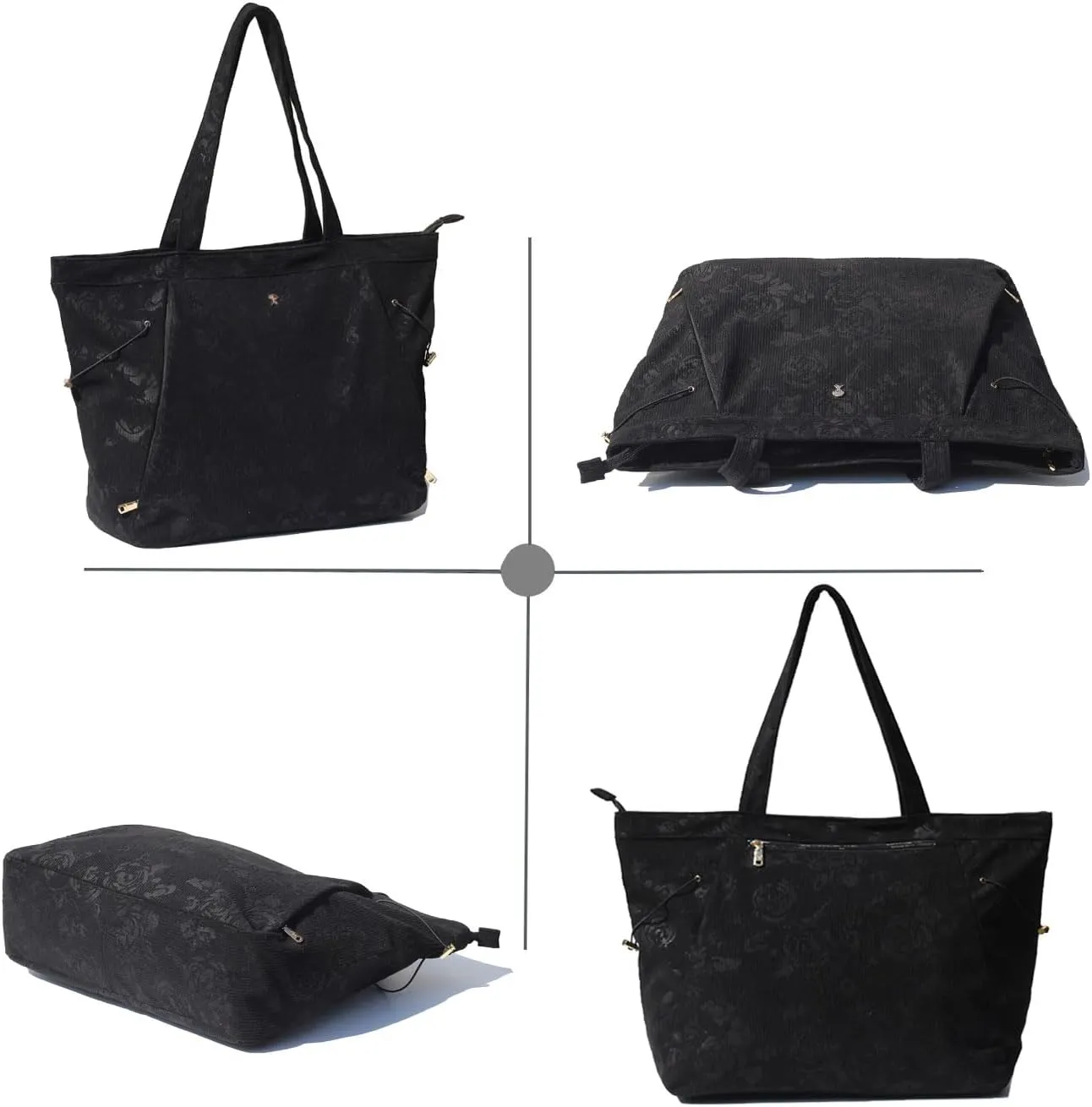 ESVAN Corduroy Yoga Tote Bag Gifts for Women Drawstring Yoga Mat Bag for Office Workout Travel Carryall Pilates Gym