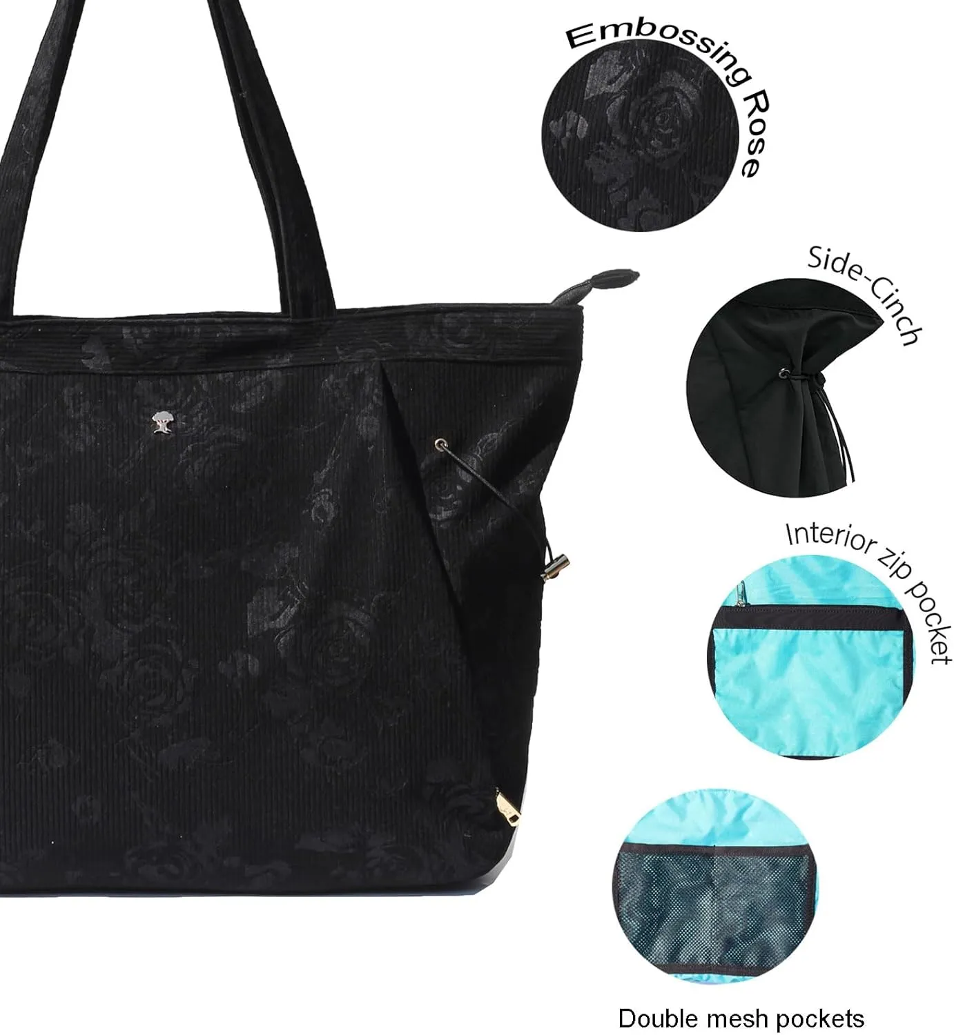 ESVAN Corduroy Yoga Tote Bag Gifts for Women Drawstring Yoga Mat Bag for Office Workout Travel Carryall Pilates Gym