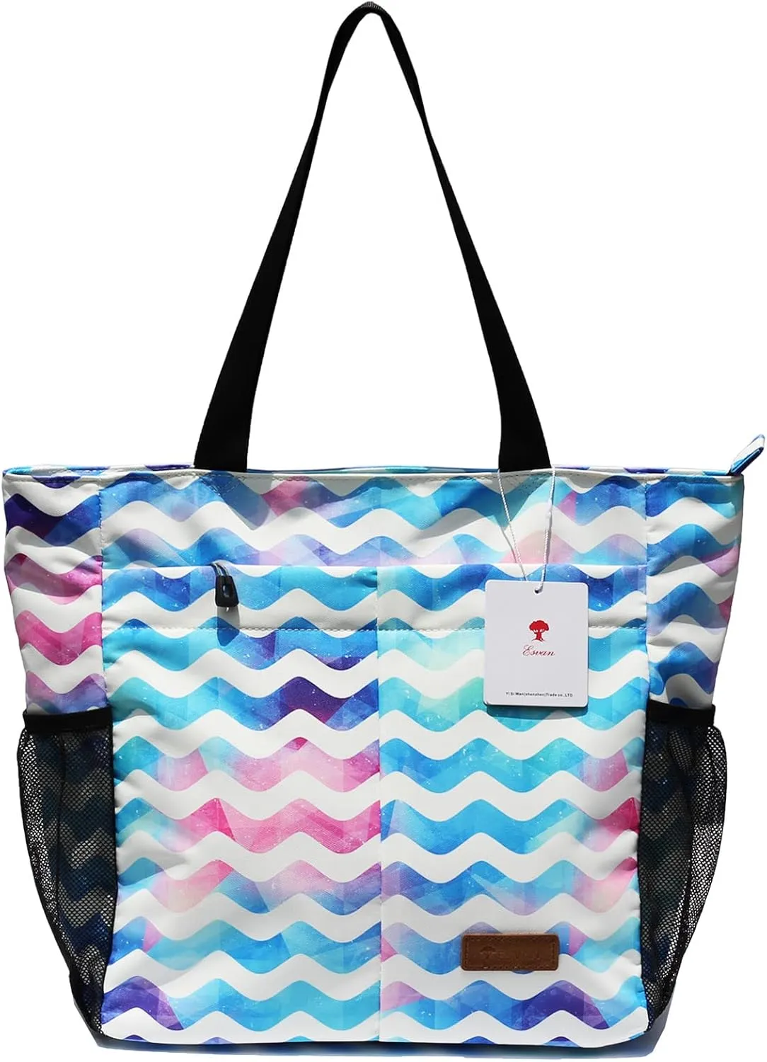 ESVAN Original Floral Tote Bag Large Shoulder Bag with Multi Pockets for Gym Travel Beach Daily Bags