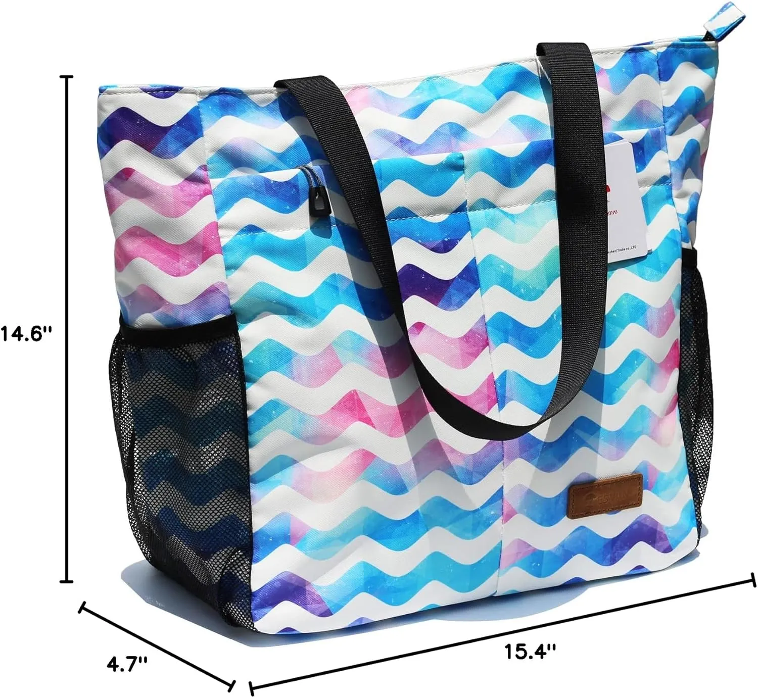 ESVAN Original Floral Tote Bag Large Shoulder Bag with Multi Pockets for Gym Travel Beach Daily Bags