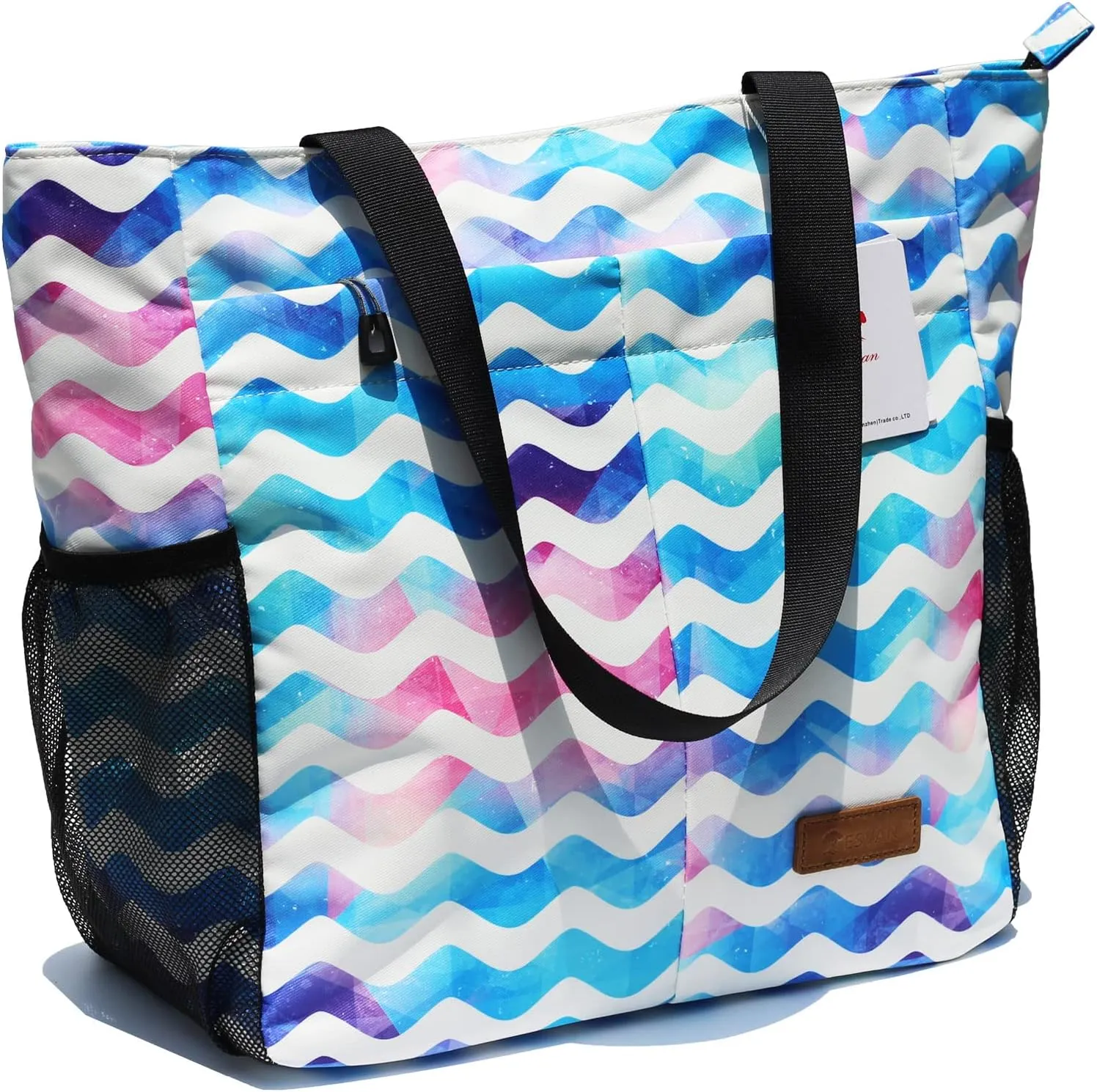 ESVAN Original Floral Tote Bag Large Shoulder Bag with Multi Pockets for Gym Travel Beach Daily Bags