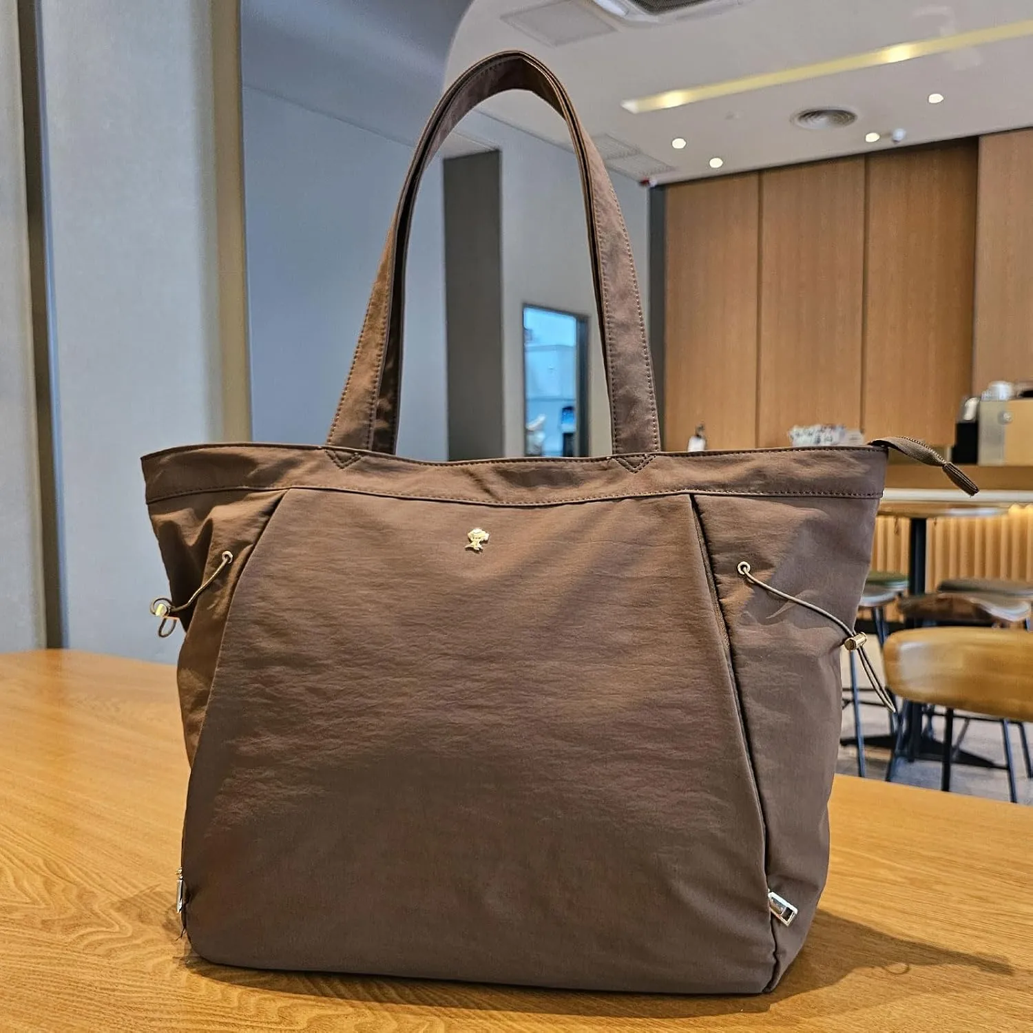 ESVAN Yoga Tote Bag for Women Shoulder Bags Drawstring for Office Workout Travel Carryall Pilates Gym and Beach
